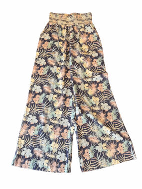 Beau Dawson Wide Leg Pants Size L Blue Beige Floral